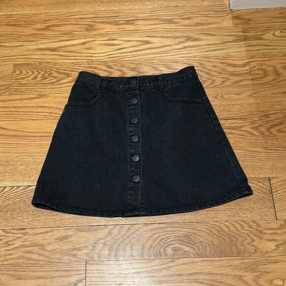 Brandy Melville Button Up Black Mini Skirt - Picture 1 of 4